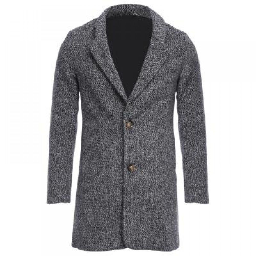 CASUAL TURN DOWN COLLAR MALE WOOLEN CLOTH COAT (LIGHT GRAY) M CASUAL TURN DOWN COLLAR MALE WOOLEN CLOTH COAT (LIGHT GRAY) M