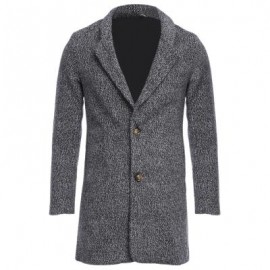 image of CASUAL TURN DOWN COLLAR MALE WOOLEN CLOTH COAT (LIGHT GRAY) M