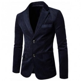 image of NOTCH LAPEL TWO BUTTON CASUAL CORDUROY BLAZER (CADETBLUE) 2XL