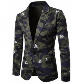 image of LAPEL CAMOUFLAGE FLORAL PRINT ONE BUTTON BLAZER (CAMOUFLAGE) XL