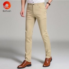 image of BAIYUAN TROUSERS BUSINESS CASUAL SLIM FIT MENS SUIT PANTS KHAKI (KHAKI) 34