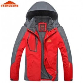 image of RYANGDANE OUTDOOR MEN JACKET WINDBREAKER WATER-RESISTANT SPORT COAT CAMPING CLIMBING OUTERWEAR (RED) 3XL