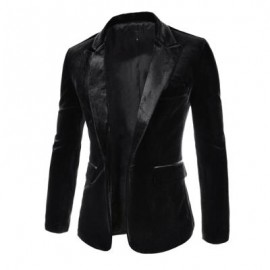 image of FASHION LAPEL POCKET EDGING DESIGN SLIMMING LONG SLEEVE CORDUROY BLAZER FOR MEN (BLACK) L
