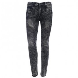 image of CASUAL DRAPE DECORATION MALE SLIM FIT PENCIL JEANS (GRAY) 36