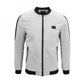 image of MEN'S SPRING AND AUTUMN CASUAL FASHION MOVEMENT STITCHING TIDE STREET WIND JACKET COLLAR JACKET (GRAY) 5XL
