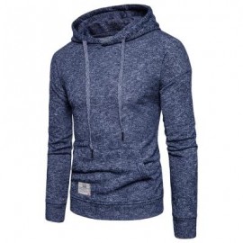 image of KNITTED DROP SHOULDER DRAWSTRING PULLOVER HOODIE (CADETBLUE) L