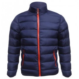 image of CASUAL SLIM FIT SOLID COLOR MALE STAND COLLAR WARM COAT (DEEP BLUE) L
