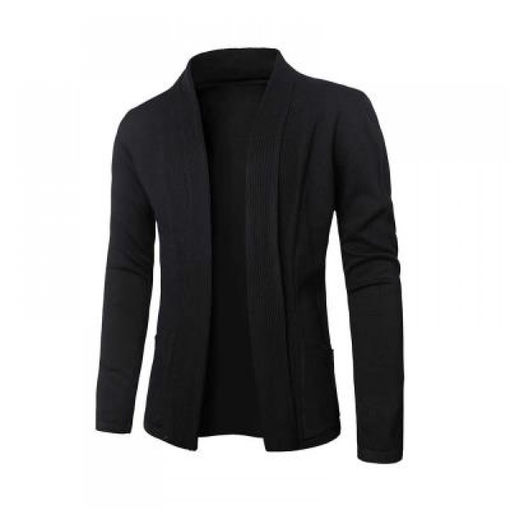 CASUAL SOLID COLOR MALE LONG SLEEVE KNITWEAR (BLACK) L CASUAL SOLID COLOR MALE LONG SLEEVE KNITWEAR (BLACK) L