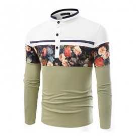 image of FASHIONABLE STAND COLLAR BUSINESS LONG-SLEEVED POLO SHIRT (IVY) L