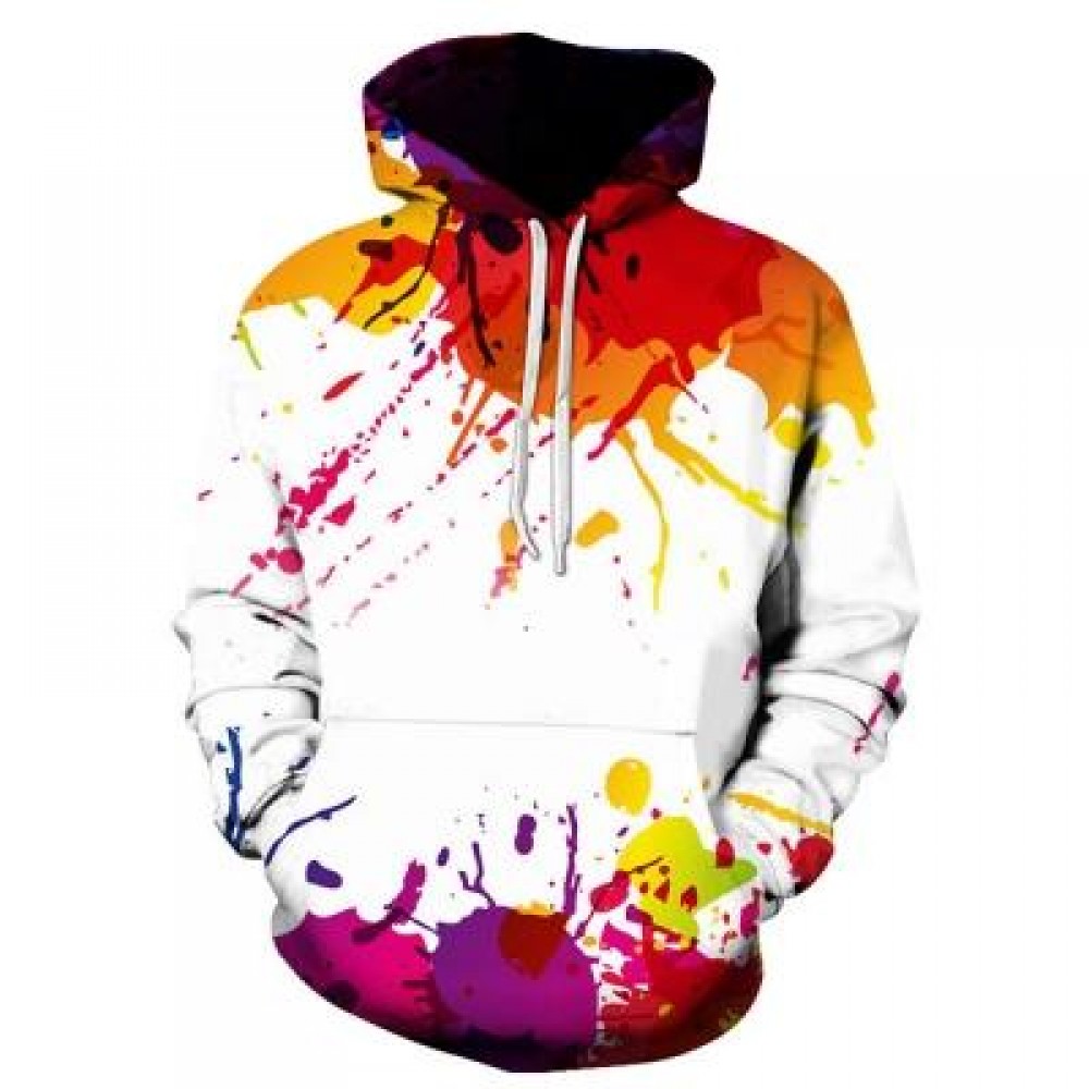 HOODED COLORFUL SPLATTER PAINT HOODIE (COLORMIX) L HOODED COLORFUL SPLATTER PAINT HOODIE (COLORMIX) L