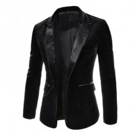 image of FASHION LAPEL POCKET EDGING DESIGN SLIMMING LONG SLEEVE CORDUROY BLAZER FOR MEN L