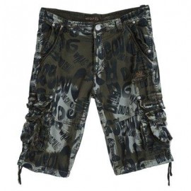 image of OUTDOOR CAMOUFLAGE POCKET DESIGN ZIPPER FLY MALE CASUAL SHORTS (ARMY GREEN) 34