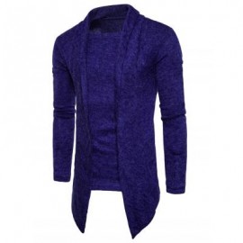 image of SHAWL COLLAR FAUX TWINSET PANEL ASYMMETRIC KNITTED CARDIGAN (ROYAL) XL
