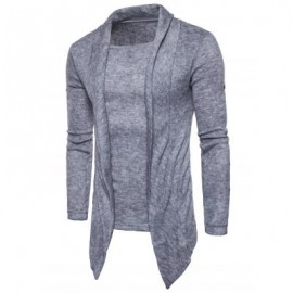 image of SHAWL COLLAR FAUX TWINSET PANEL ASYMMETRIC KNITTED CARDIGAN (LIGHT GRAY) XL