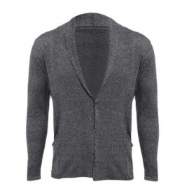 image of CASUAL PURE COLOR LONG SLEEVE SLIM FIT MALE SWEATER (SMOKY GRAY M/L/XL/XXL) XL