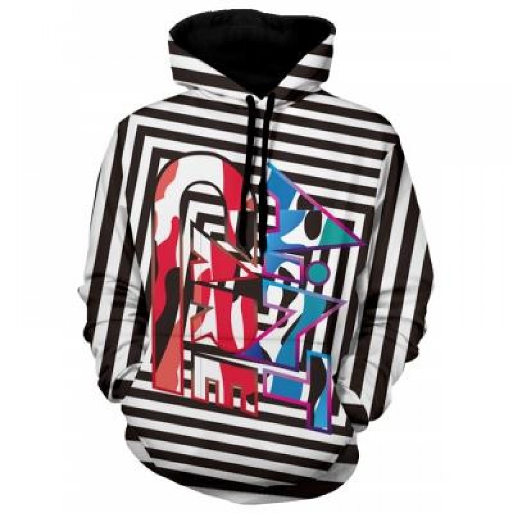 KANGAROO POCKET GRAPHIC PRINT STRIPE HOODIE (COLORMIX) 2XL KANGAROO POCKET GRAPHIC PRINT STRIPE HOODIE (COLORMIX) 2XL