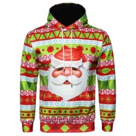 image of HOODED CHRISTMAS UGLY SNOWFLAKE SANTA PRINT HOODIE (COLORMIX) 3XL
