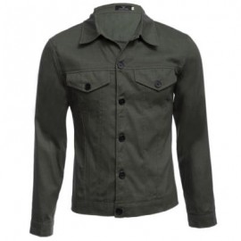 image of CASUAL LETTER PRINT POCKET DECORATION MALE LONG SLEEVE JACKET (ARMY GREEN) M