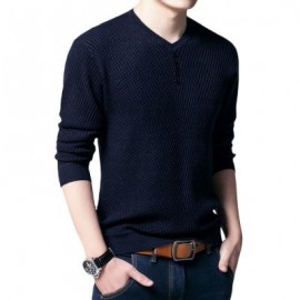 image of SIMPLE DESIGN LONG SLEEVE ROUND NECK MALE PULLOVER SWEATER (NAVY BLUE M/L/XL/XXL) XL