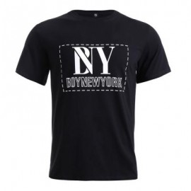 image of BOYNEWYORK LETTER PRINTED ROUND NECK SHORT SLEEVE T-SHIRT FOR MEN (BLACK S/M/L/XL) L