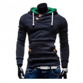 image of POCKET DESIGN SLIM FIT LONG SLEEVE CASUAL HOODIES FOR MEN (BLUE, SIZE M/L/XL/2XL) M