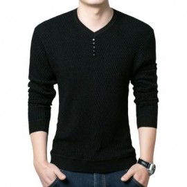 image of SIMPLE DESIGN LONG SLEEVE ROUND NECK MALE PULLOVER SWEATER (BLACK M/L/XL/XXL) L
