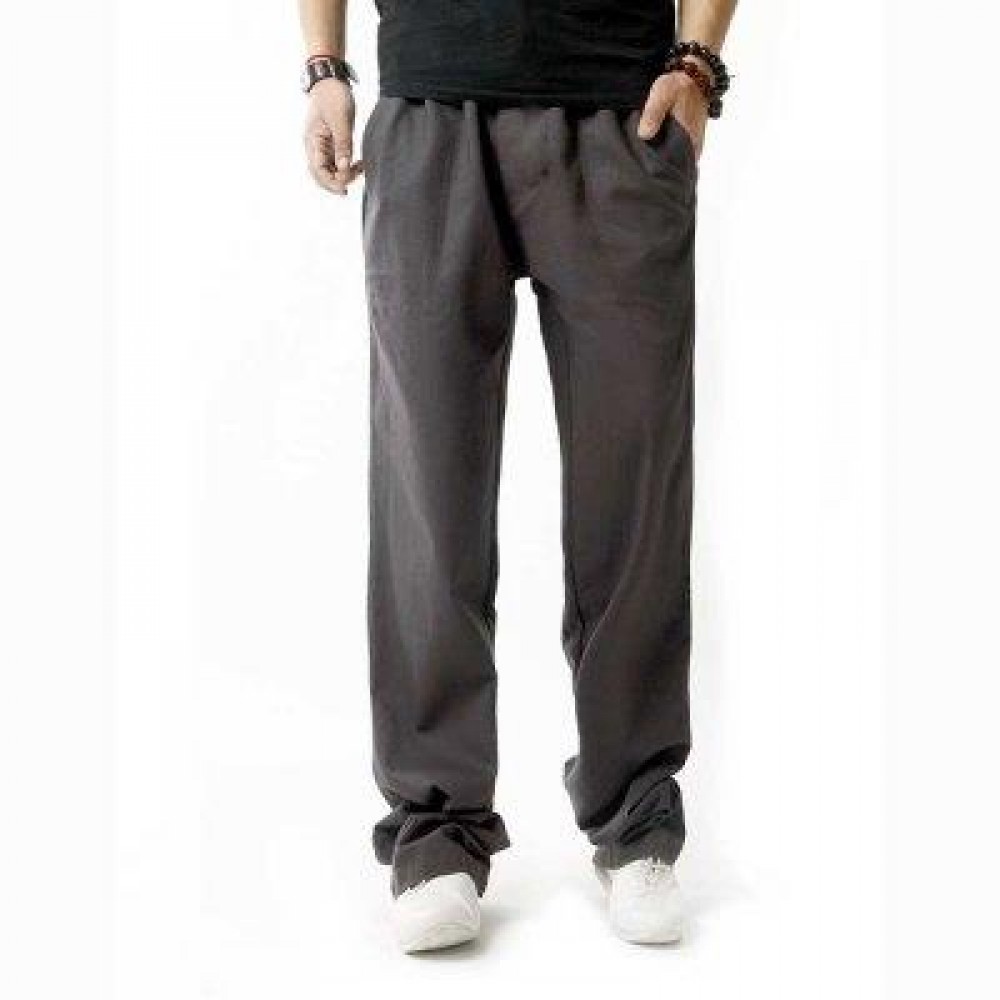 LINEN BREATHABLE STRAIGHT ELASTIC BAND MALE CAUSAL PANTS (GRAY) 3XL LINEN BREATHABLE STRAIGHT ELASTIC BAND MALE CAUSAL PANTS (GRAY) 3XL