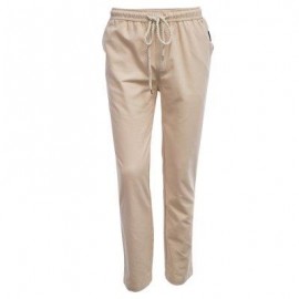 image of LINEN BREATHABLE STRAIGHT ELASTIC BAND MALE CAUSAL PANTS (KHAKI) 2XL