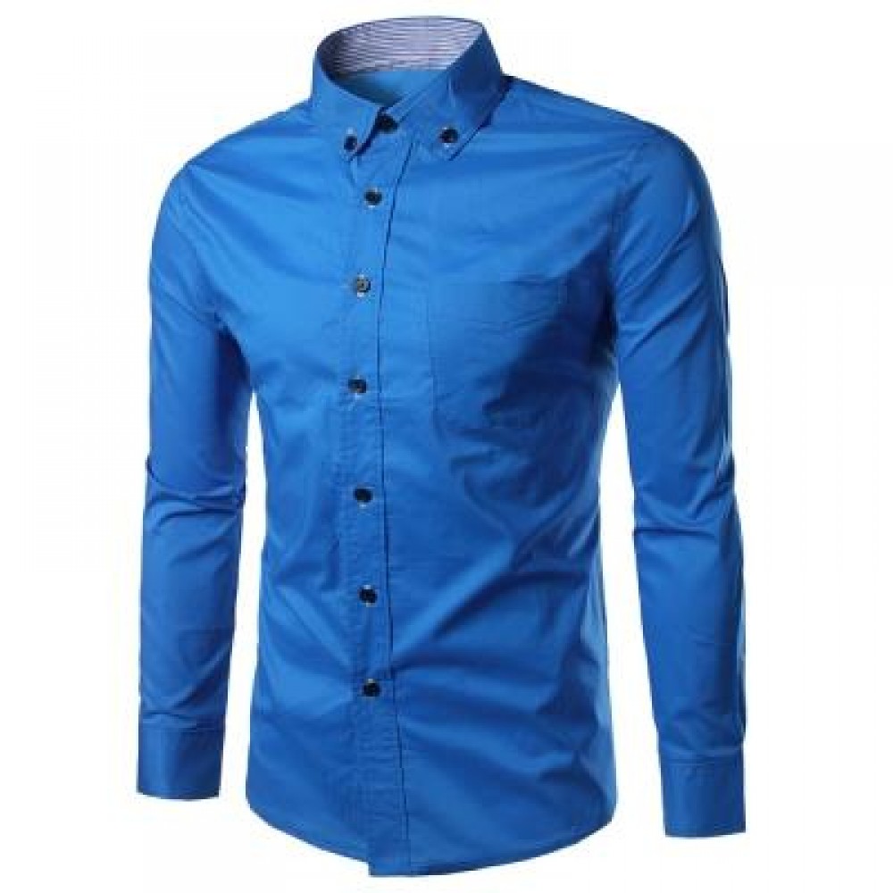 SLIM FIT BUTTON DOWN CASUAL SHIRT (LIGHT BLUE) M SLIM FIT BUTTON DOWN CASUAL SHIRT (LIGHT BLUE) M