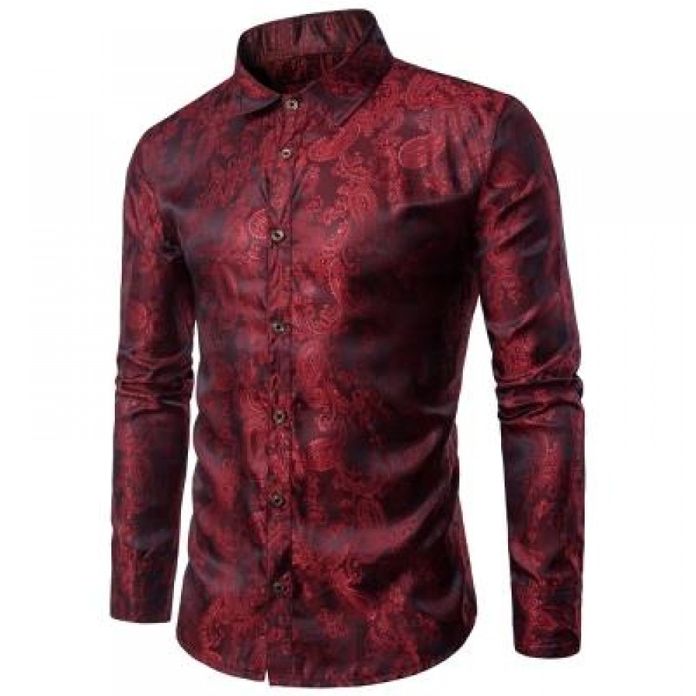 TURNDOWN COLLAR PAISLEY VINTAGE SHIRT (WINE RED) L TURNDOWN COLLAR PAISLEY VINTAGE SHIRT (WINE RED) L