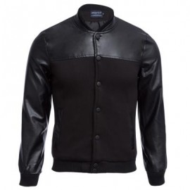 image of STYLISH PATCHWORK DESIGN SLIM FIT STAND COLLAR JACKET FOR MALE L