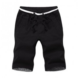 image of BREATHABLE ELASTIC WAIST DRAWSTRING MEN STRAIGHT SHORTS (BLACK) 2XL