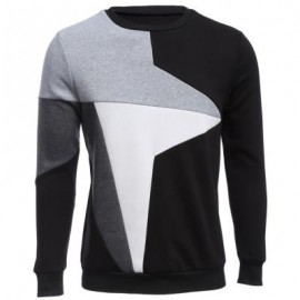 image of CASUAL COLOR BLOCK LONG SLEEVE MALE PULLOVER SWEATER (BLACK) XL
