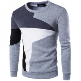 image of CASUAL COLOR BLOCK LONG SLEEVE MALE PULLOVER SWEATER (GRAY) XL