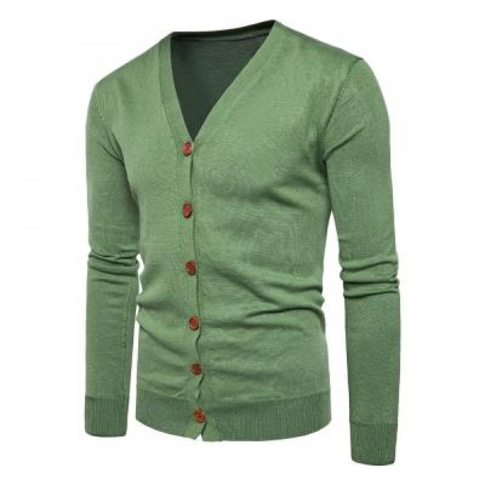 V NECK KNITTING BUTTON UP CARDIGAN (GREEN) L V NECK KNITTING BUTTON UP CARDIGAN (GREEN) L