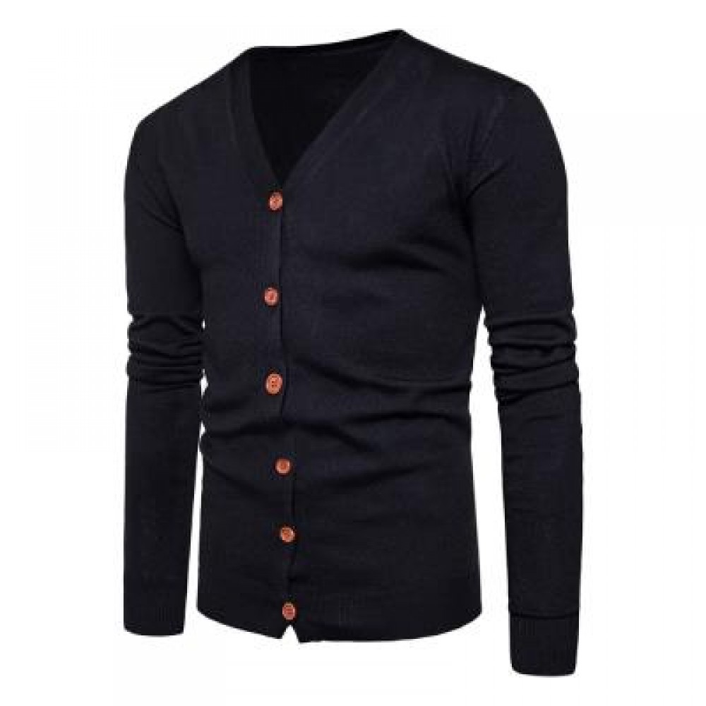 V NECK KNITTING BUTTON UP CARDIGAN (BLACK) L V NECK KNITTING BUTTON UP CARDIGAN (BLACK) L