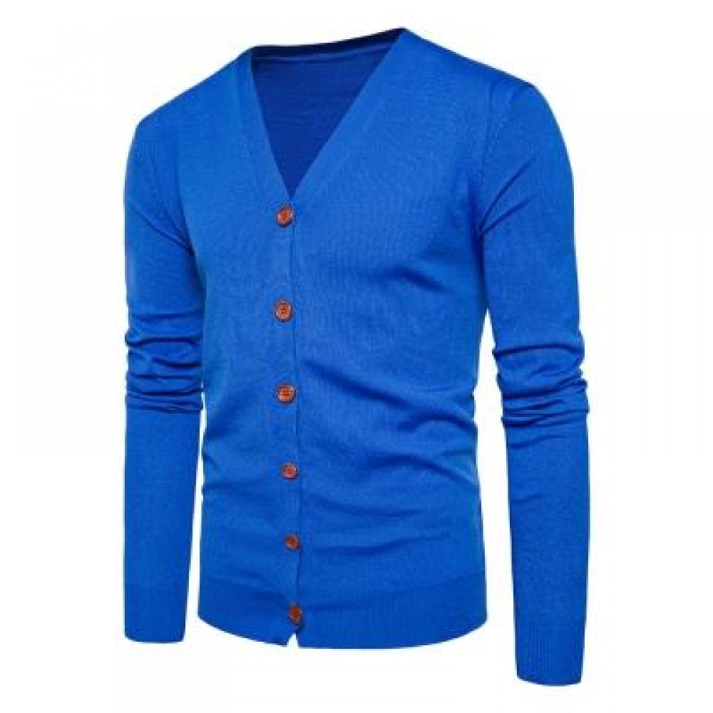 V NECK KNITTING BUTTON UP CARDIGAN (ROYAL) L V NECK KNITTING BUTTON UP CARDIGAN (ROYAL) L