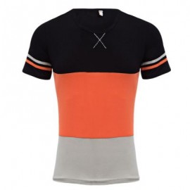 image of CASUAL PATCHWORK DESIGN ROUND NECK MALE SHORT SLEEVE SHIRT (JACINT M/L/XL/2XL/3XL) M