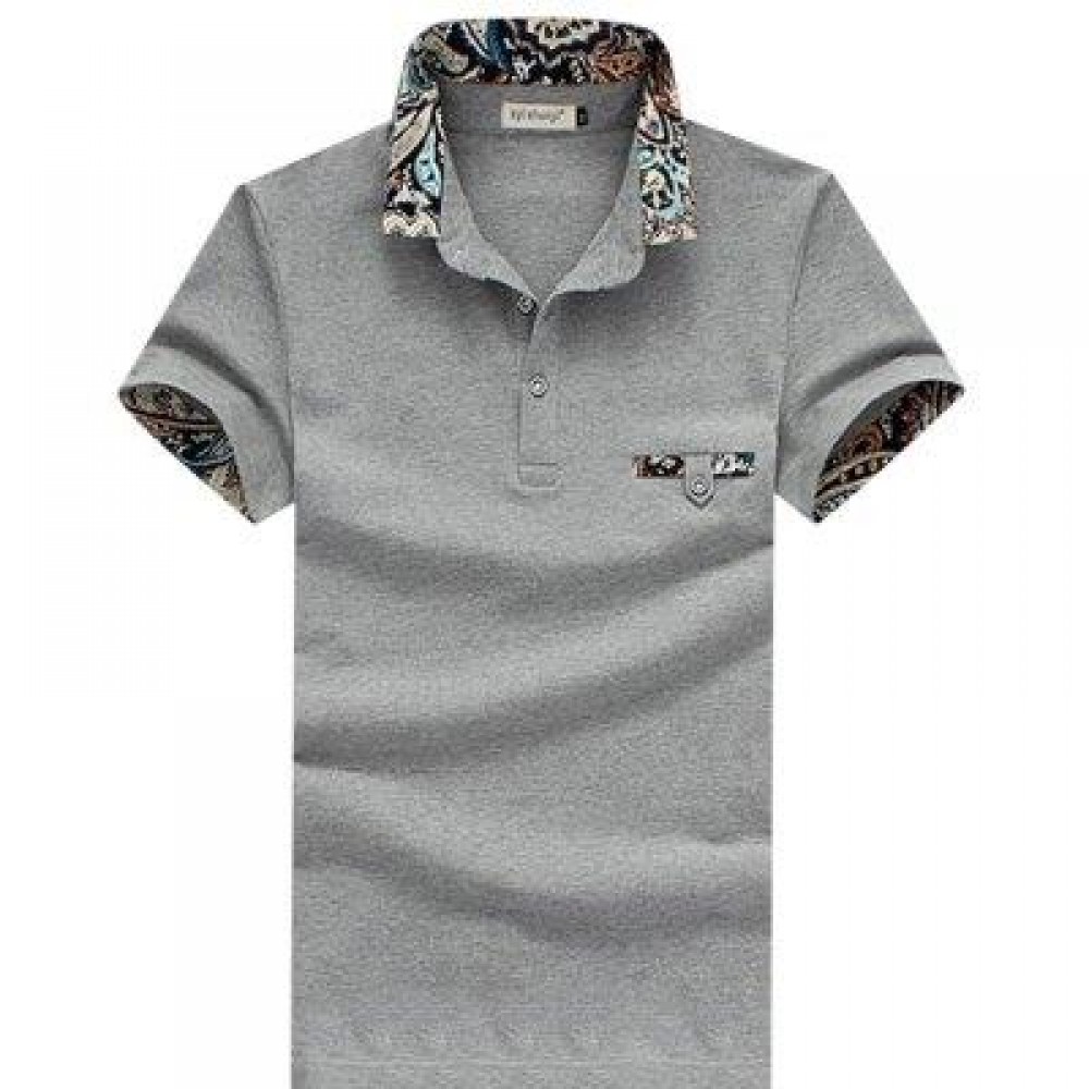 STYLISH TURN COLLAR SHORT SLEEVE SPLICED PRINTED SHEATHY SHIRT FOR MEN (GRAY) M STYLISH TURN COLLAR SHORT SLEEVE SPLICED PRINTED SHEATHY SHIRT FOR MEN (GRAY) M