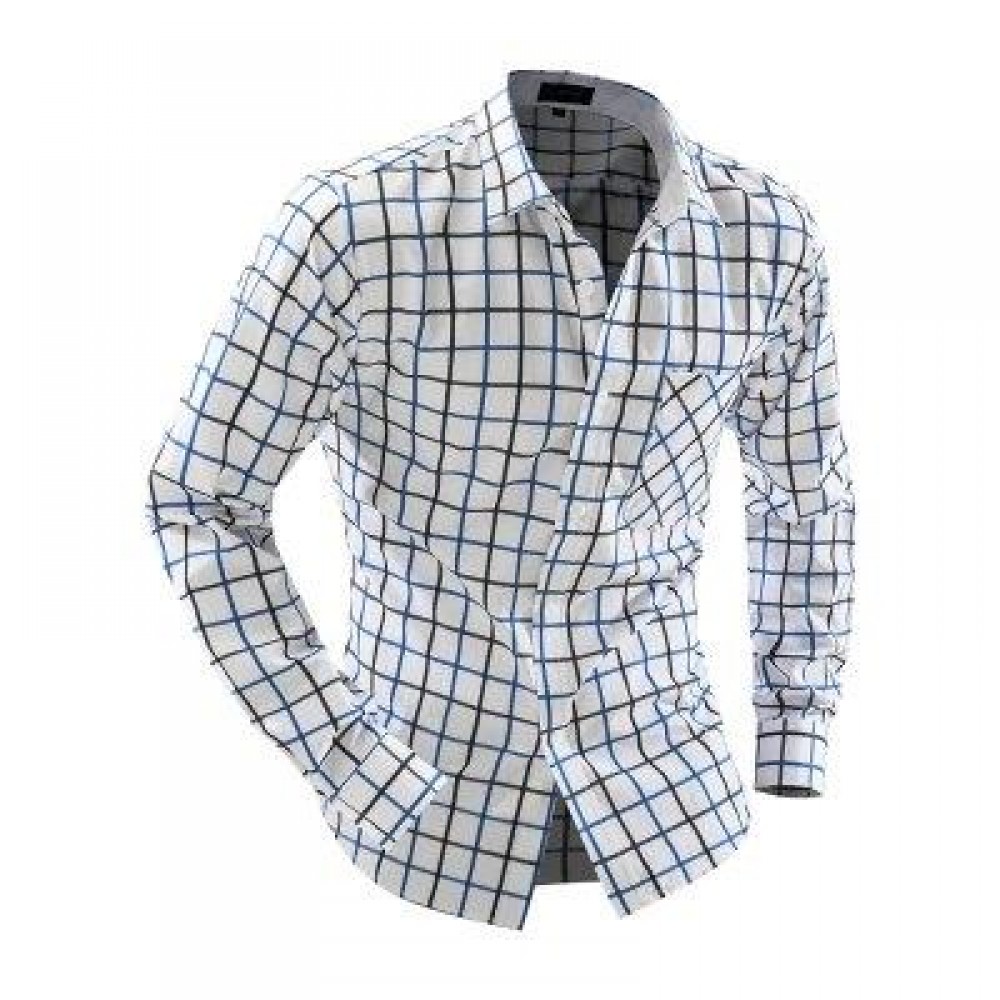 CASUAL TURN DOWN COLLAR LONG SLEEVE PLAID PRINT BUTTON AND POCKET DESIGN SHIRT FOR MEN (BLACK) L CASUAL TURN DOWN COLLAR LONG SLEEVE PLAID PRINT BUTTON AND POCKET DESIGN SHIRT FOR MEN (BLACK) L