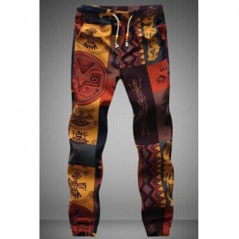 image of DRAWSTRING GECKO PATTERN PRINT NARROW FEET MEN'S JOGGER PANTS (COLORMIX) L