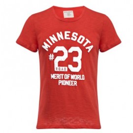 image of CASUAL ROUND COLLAR SHORT SLEEVE LETTER NUMBER PRINT T-SHIRT FOR MEN (RED L/XL/2XL) L