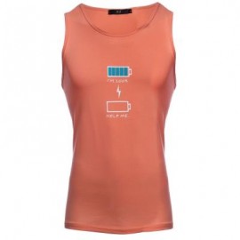 image of REFRESHING ROUND COLLAR CARTOON PRINT CANDY COLOR TANK TOP FOR MEN (ORANGE) 3XL