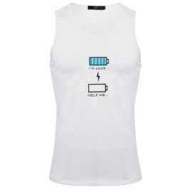image of REFRESHING ROUND COLLAR CARTOON PRINT CANDY COLOR TANK TOP FOR MEN (WHITE) 3XL