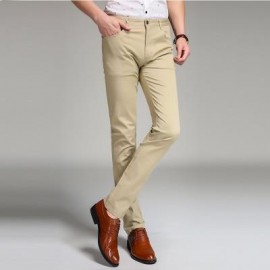 image of BAIYUAN TROUSERS BUSINESS CASUAL SLIM FIT MENS SUIT PANTS KHAKI (KHAKI) 34