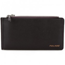 image of PULABO DOUBLE ZIPPER HORIZONTAL THIN CLUTCH WALLET (COFFEE) 2 x 10.5 x 19.3 cm