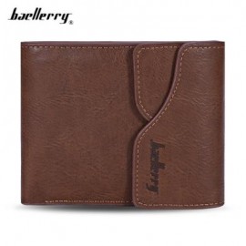 image of BAELLERRY MEN COIN POCKET PU LEATHER SHORT WALLET CARD HOLDER (LIGHT COFFEE)