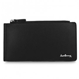 image of MEN DOUBLE ZIPPER SOLID PU LEATHER CLUTCH WALLET (BLACK) 19.70 x 1.90 x 11.50 cm