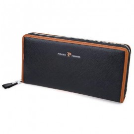 image of MEN CROSS PATTERN HORIZONTAL ZIPPER LONG CLUTCH WALLET (BLACK) 21.30 x 3.00 x 11.00 cm