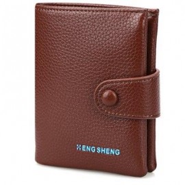 image of LICHEE PATTERN LETTER EMBELLISHMENT HASP DESIGN SOFT SHORT WALLET FOR MEN (COFFEE)